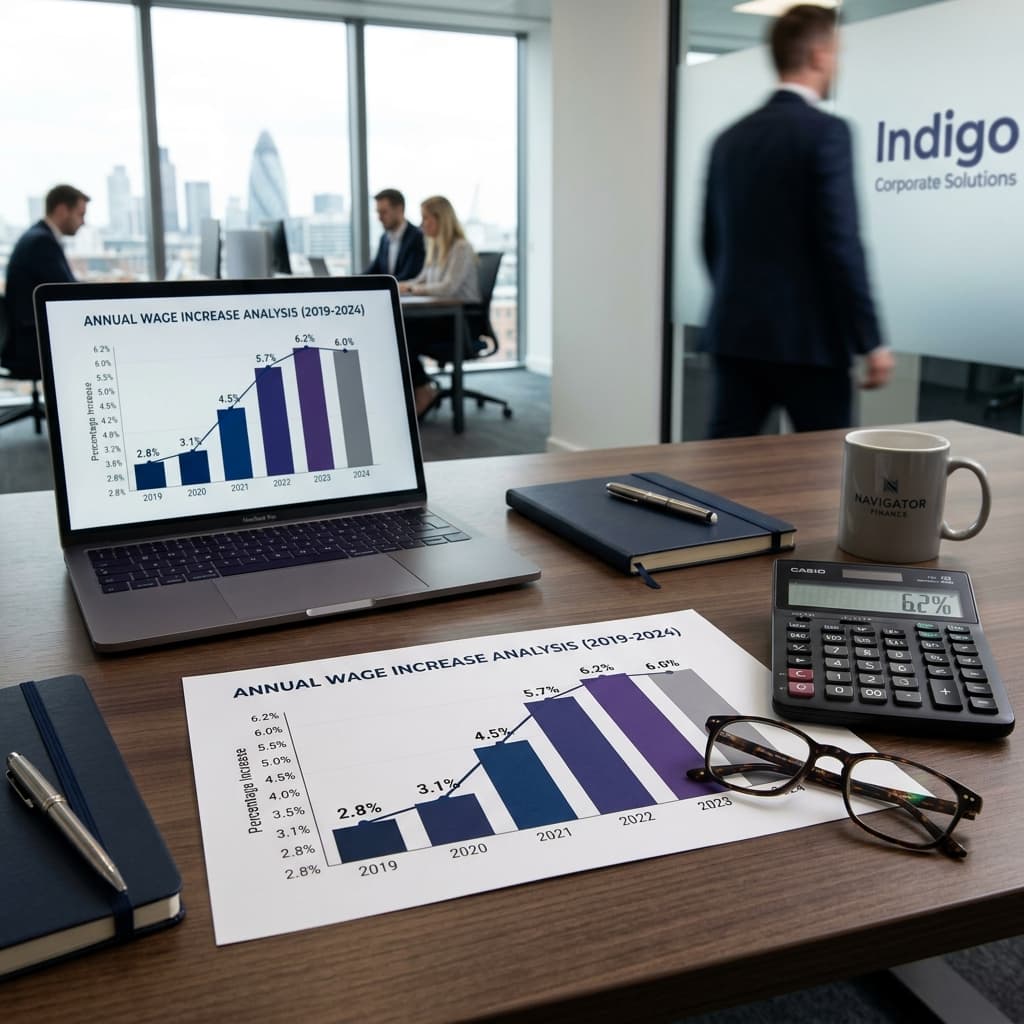 Financial chart showing wage increases on a corporate desk