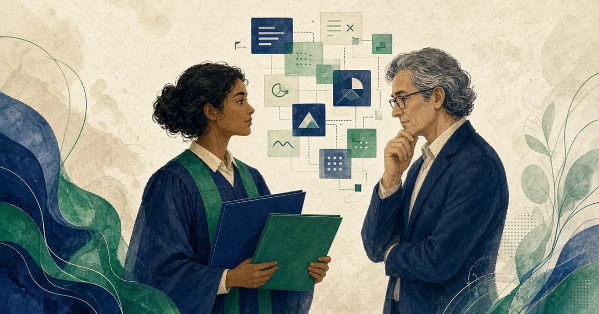 Fictional dual-degree graduate reviewing two diplomas and CIP program codes