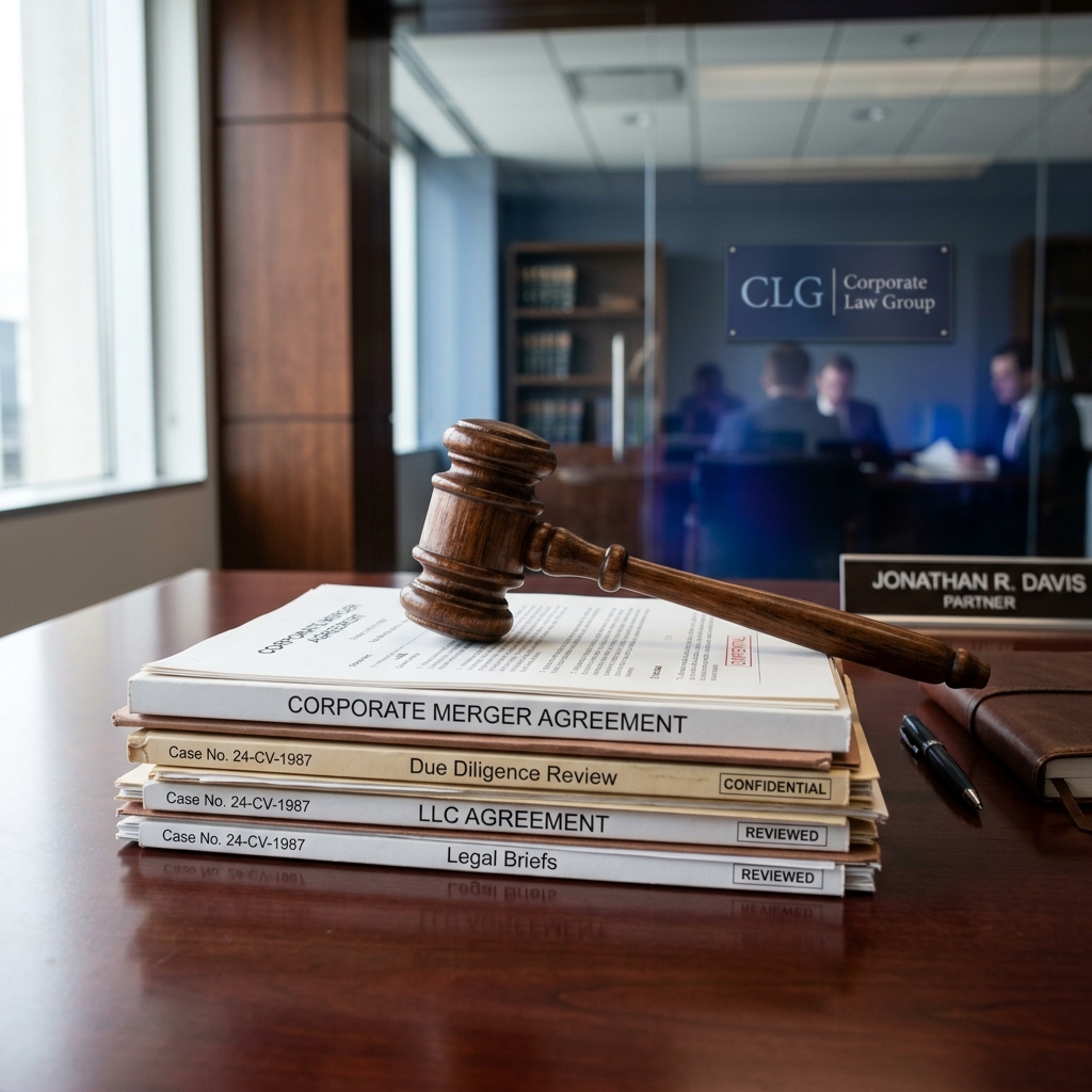 Wooden gavel resting on legal documents